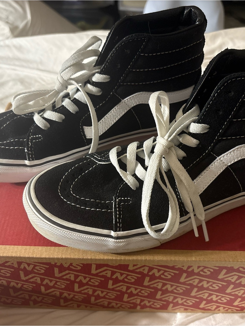 Vans Black and White High-Top Kids Sneakers